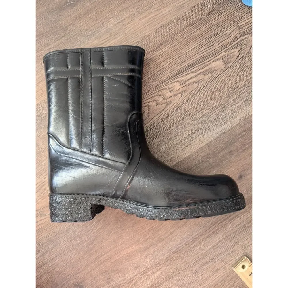 Waterproof Rainboots Vintage Mens 8 Womens 9.5 USA Rubber Wellies Boots Black